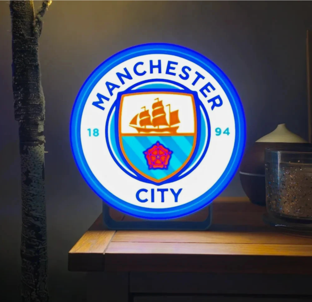 Manchester City LED Lightbox Nightlight USB Powered LED Lamp ,Man Cave, Bar