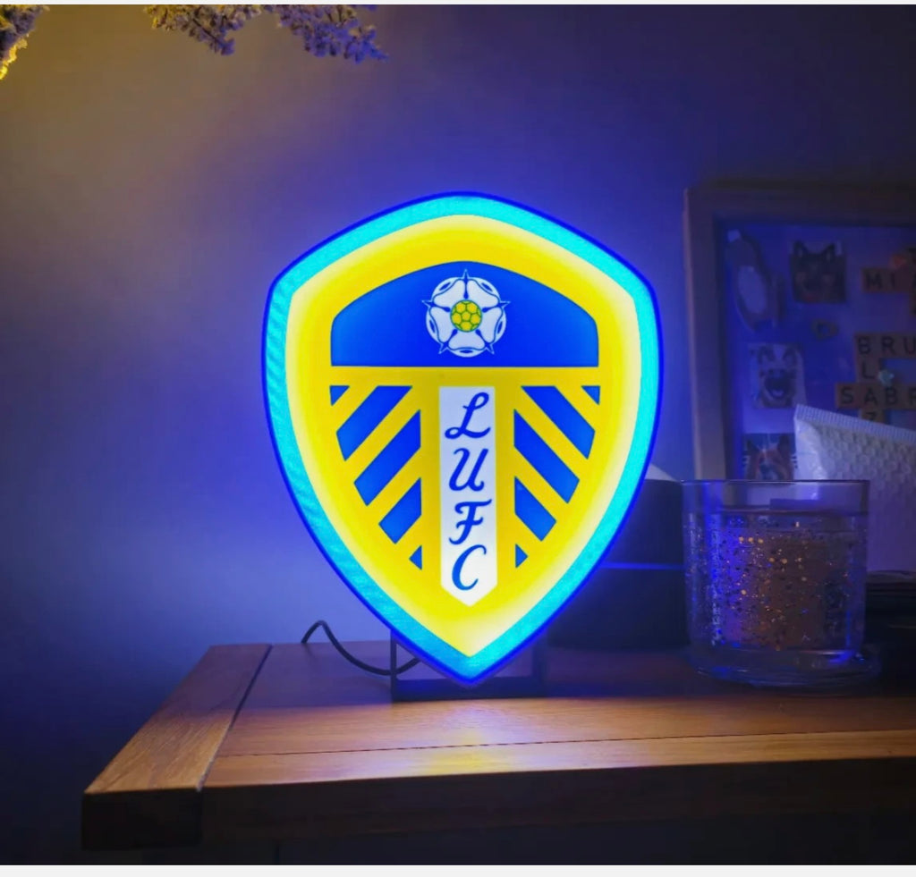 Leeds United Football Club LED Lightbox Nightlight USB Powered LED Lamp ,Man Cave, Bar
