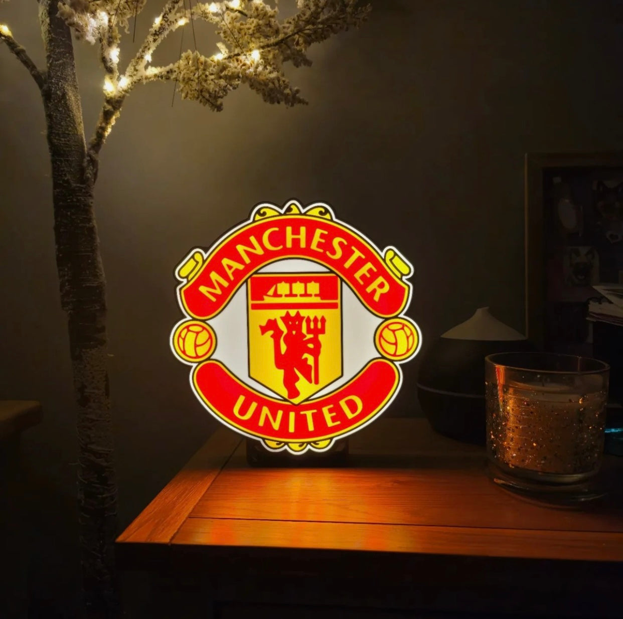 Manchester United Football Club LED Lightbox Nightlight USB Powered LED Lamp ,Man Cave, Bar