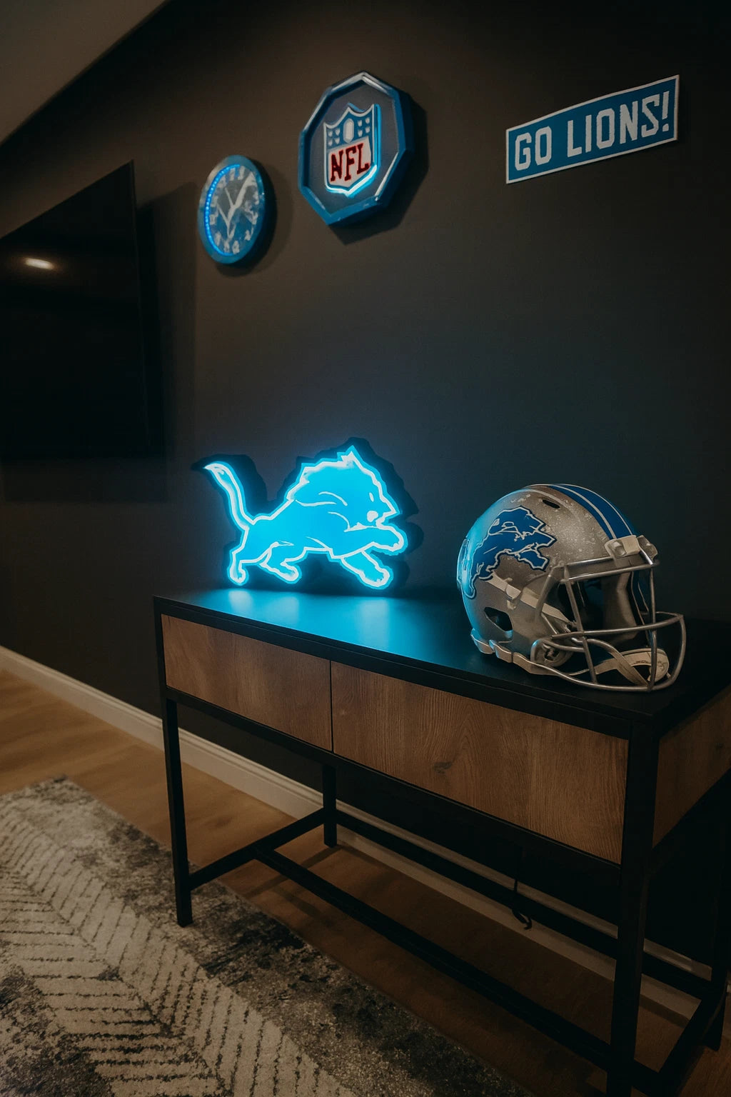 Detroit Lions NFL LED Light Box Sign Lamp USB Powered