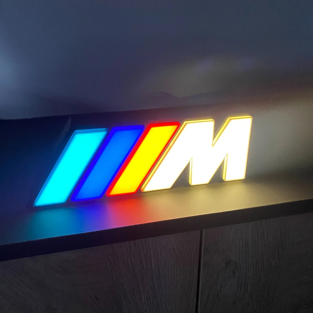 BMW M Logo LED Sign Bright Lightbox Garage Tool Wall Decor USB Powered