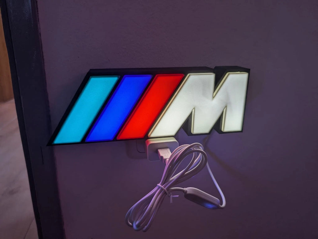 BMW M Logo LED Sign Bright Lightbox Garage Tool Wall Decor USB Powered