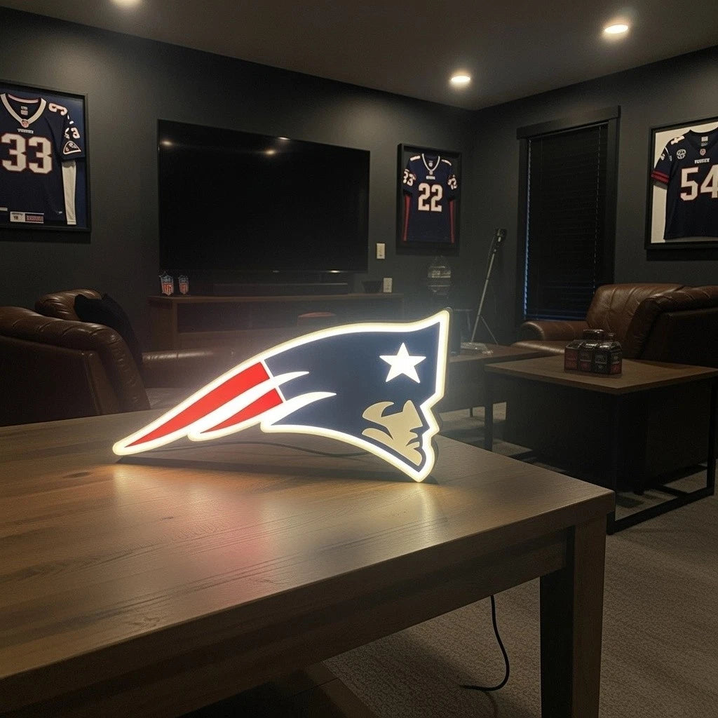 New England Patriots Led Lightbox NFL Team Wall Display Desk Lamp Man Cave