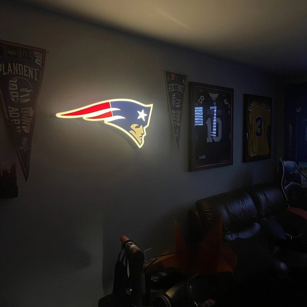 New England Patriots Led Lightbox NFL Team Wall Display Desk Lamp Man Cave