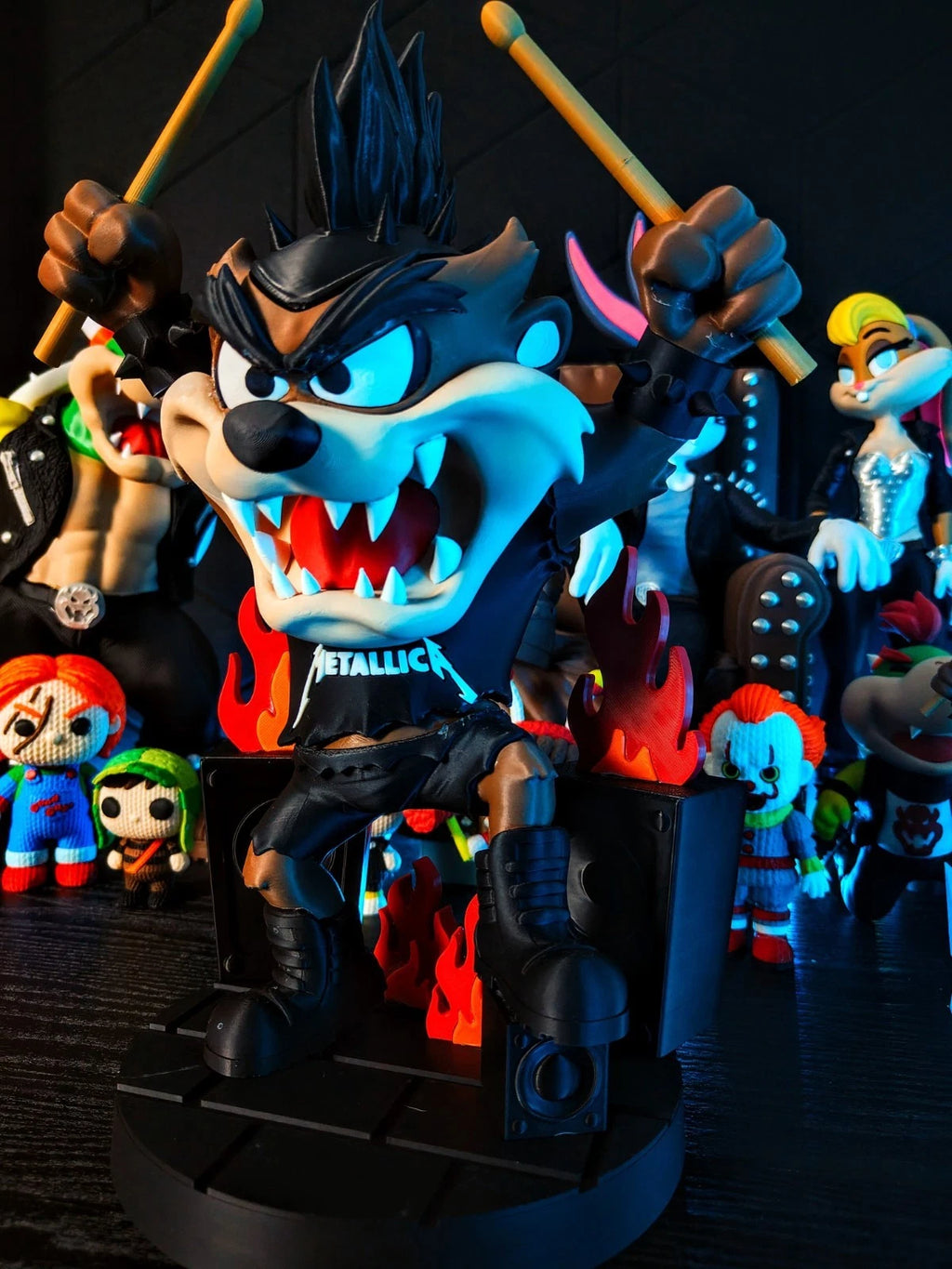 Taz Rockstar Metallica Figure 3D Printed Ornament 35cm Music Cartoon Fan Gift