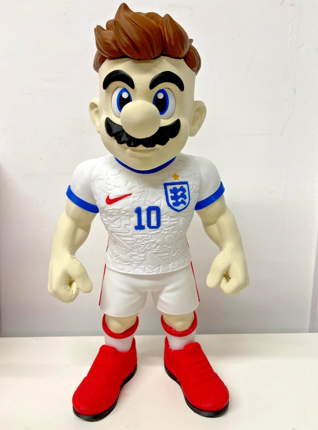 Mario England World Cup Figure 3D Printed Display 35cm Football Soccer Fan Gift