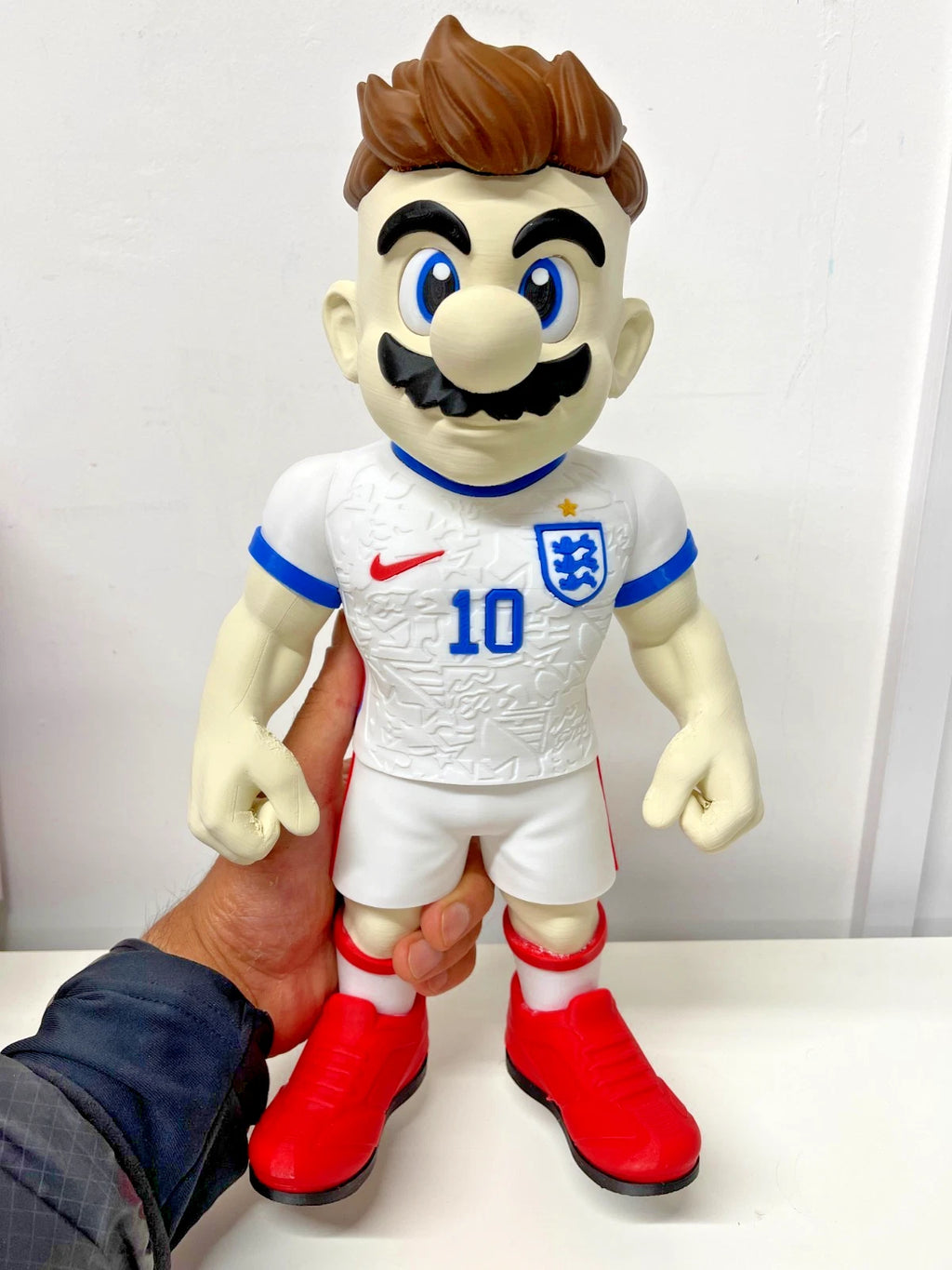 Mario England World Cup Figure 3D Printed Display 35cm Football Soccer Fan Gift