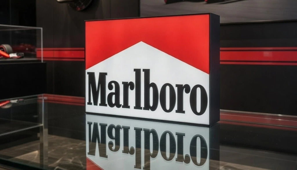 Marlboro F1 Team Sponsored Racing LED Lightbox Light USB Retro Style Decor Lamp Garage