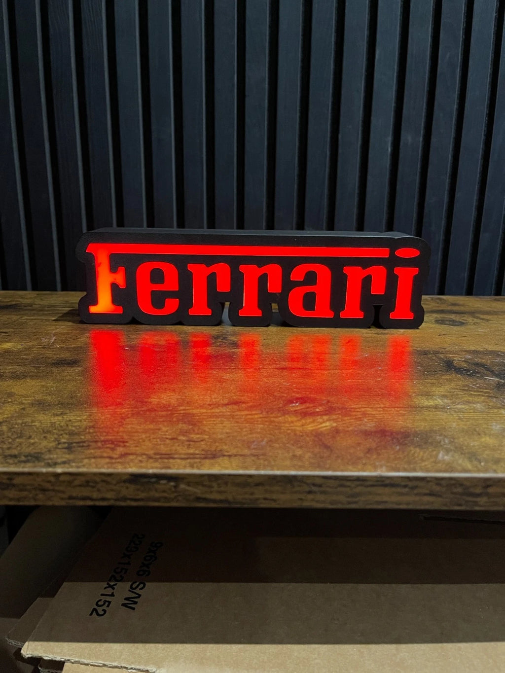 Ferrari LOGO LED Light Box Sign Lightbox Garage Tool Wall Decor USB POWERED