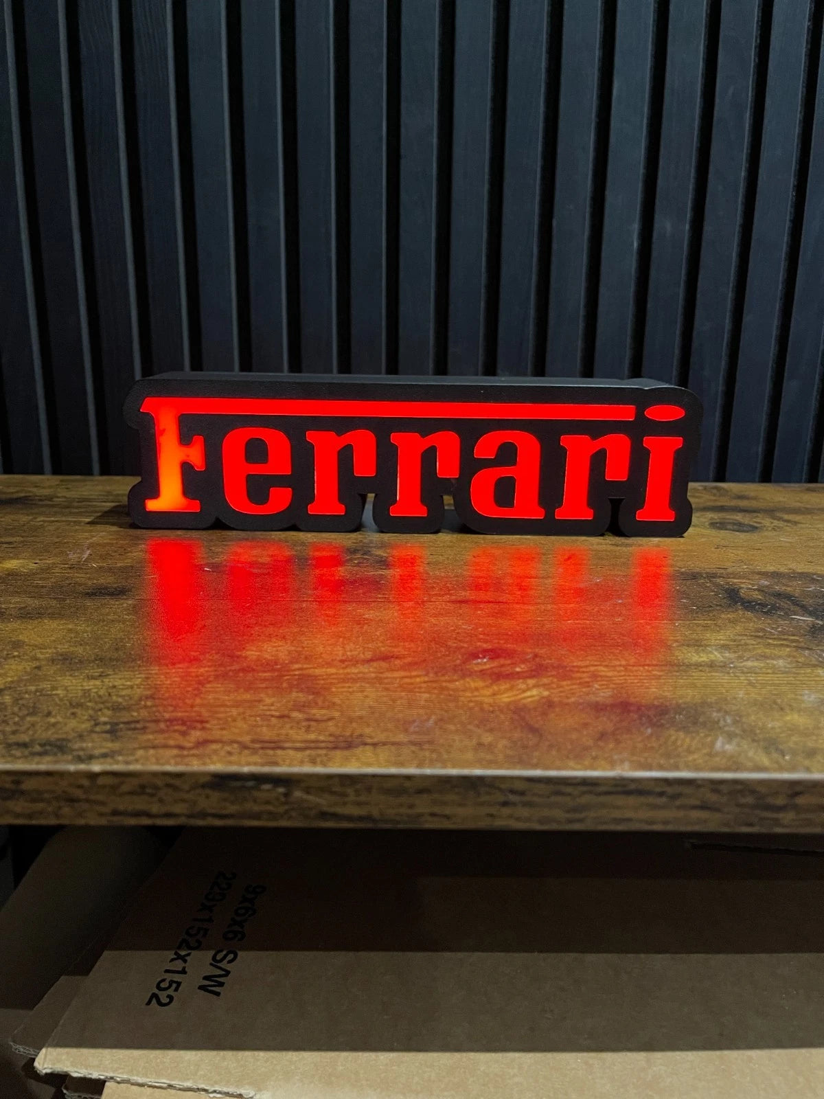 Ferrari LOGO LED Light Box Sign Lightbox Garage Tool Wall Decor USB POWERED