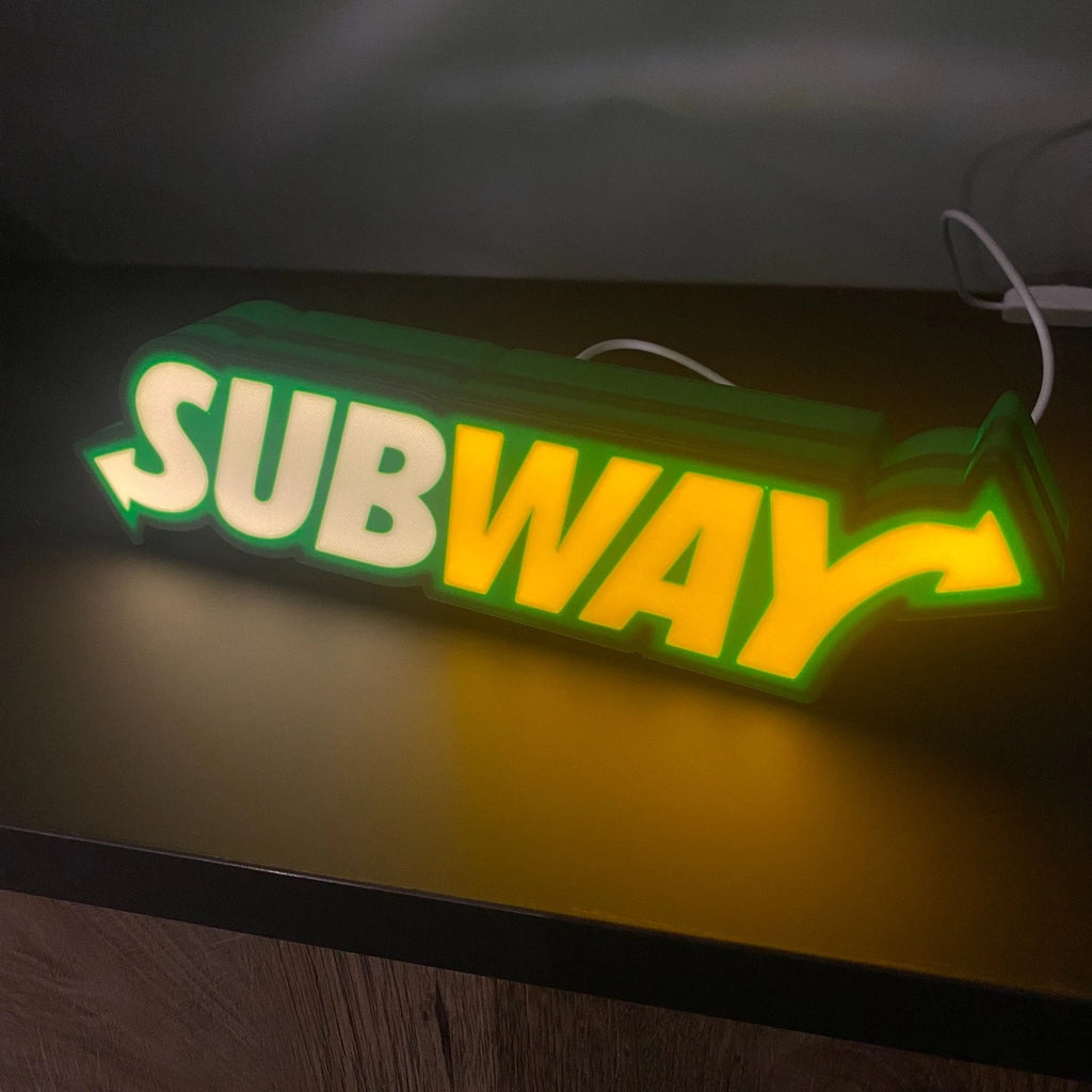 Subway USB LED Sign Light Box USB Lamp Nightlight Fast Food Fan
