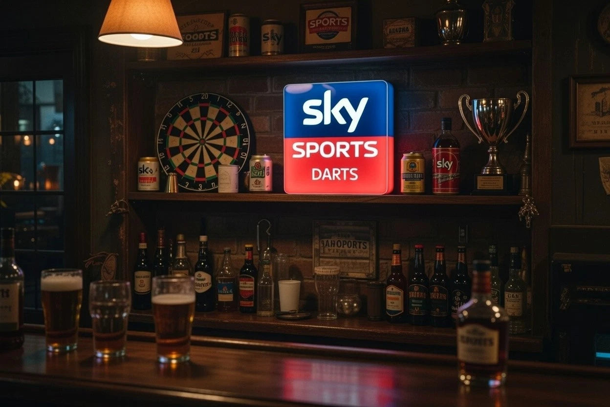 Darts Sky Sports Mancave Bar Sign Light Lightbox USB Powered Gift Lamp