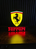 Ferrari LOGO Badge LED Light Box Sign Lightbox Garage Wall Decor USB POWERED