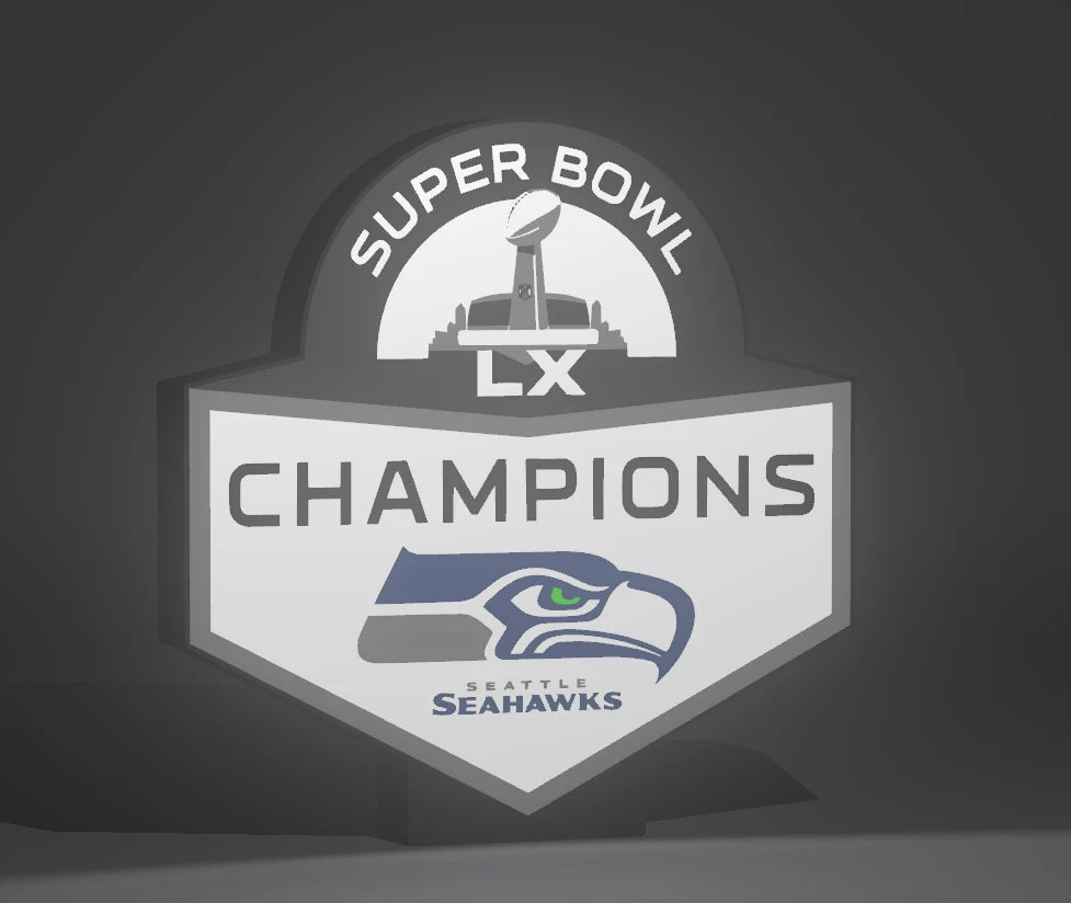 Seattle Seahawks Super Bowl LX 60 Champions Led Lightbox USB Powered Wall Display Sign
