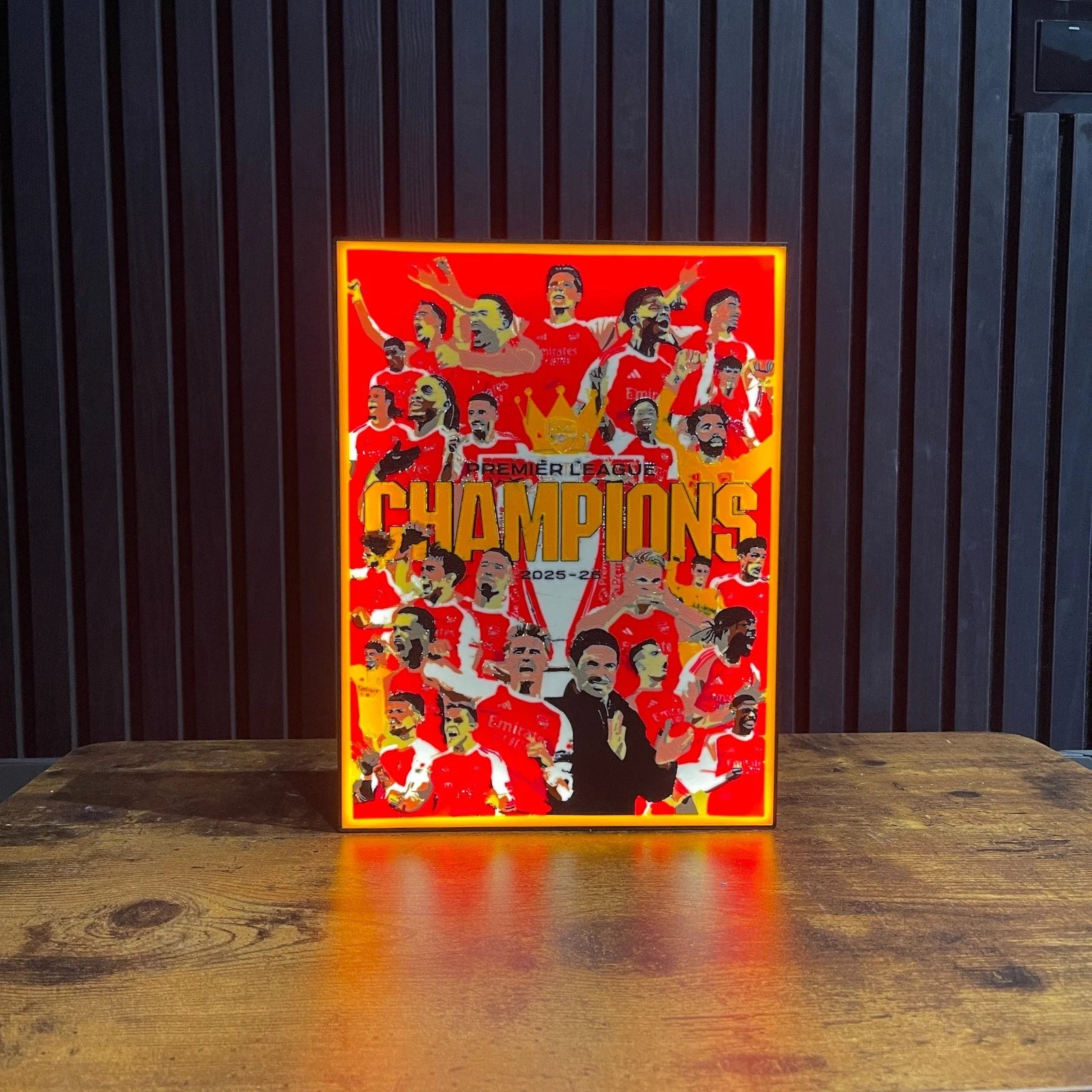 Arsenal Champions 2025-26 LED Lightbox USB Powered LED Lamp ,Man Cave, Bar Gift