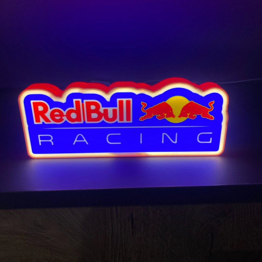 Red Bull Racing LOGO LED Sign Lightbox Garage Tool Wall Decor USB Powered