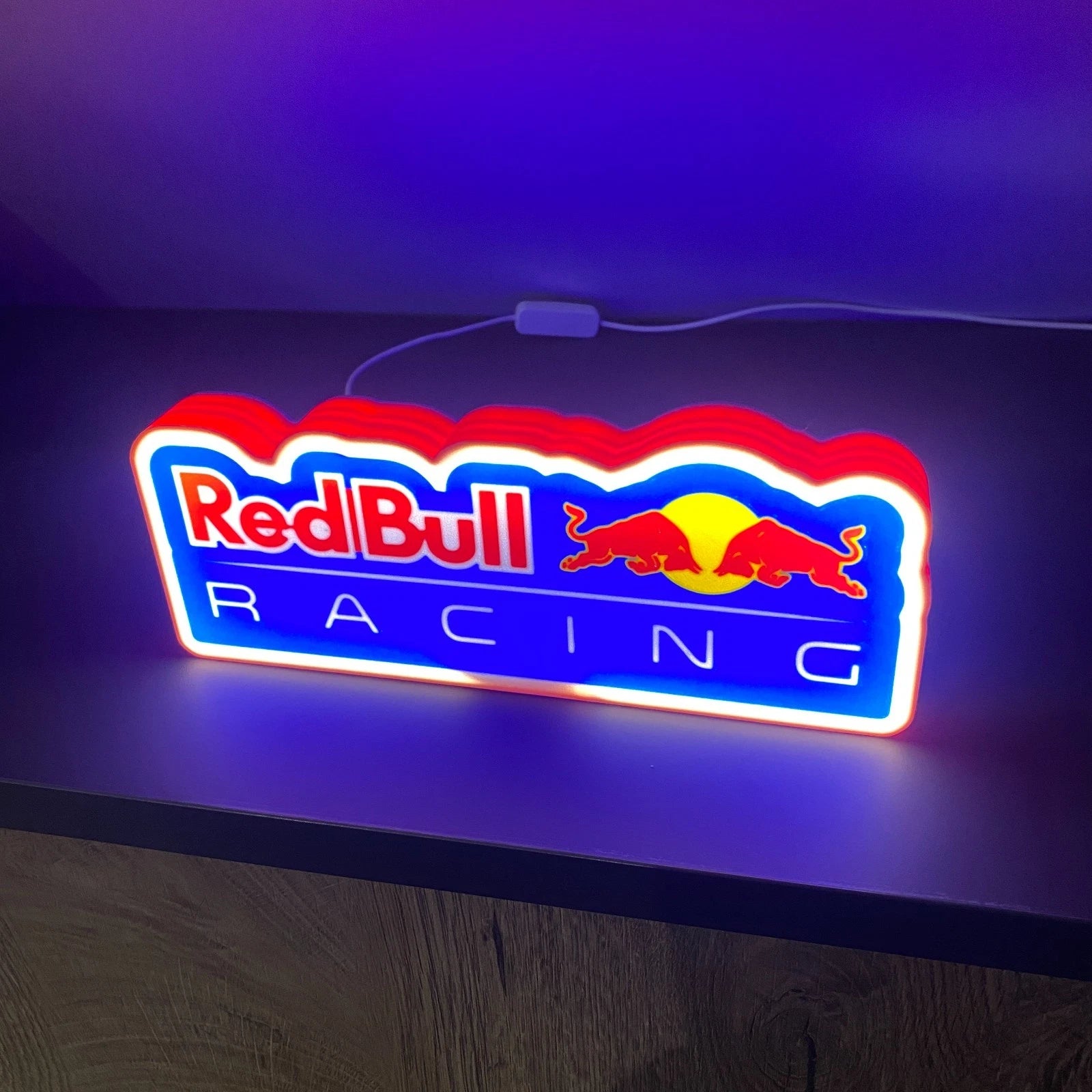 Red Bull Racing LOGO LED Sign Lightbox Garage Tool Wall Decor USB Powered