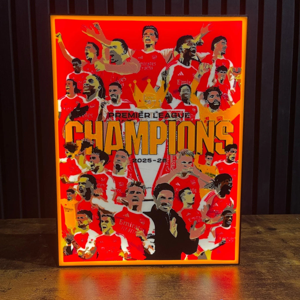 Arsenal Champions 2025-26 LED Lightbox USB Powered LED Lamp ,Man Cave, Bar Gift