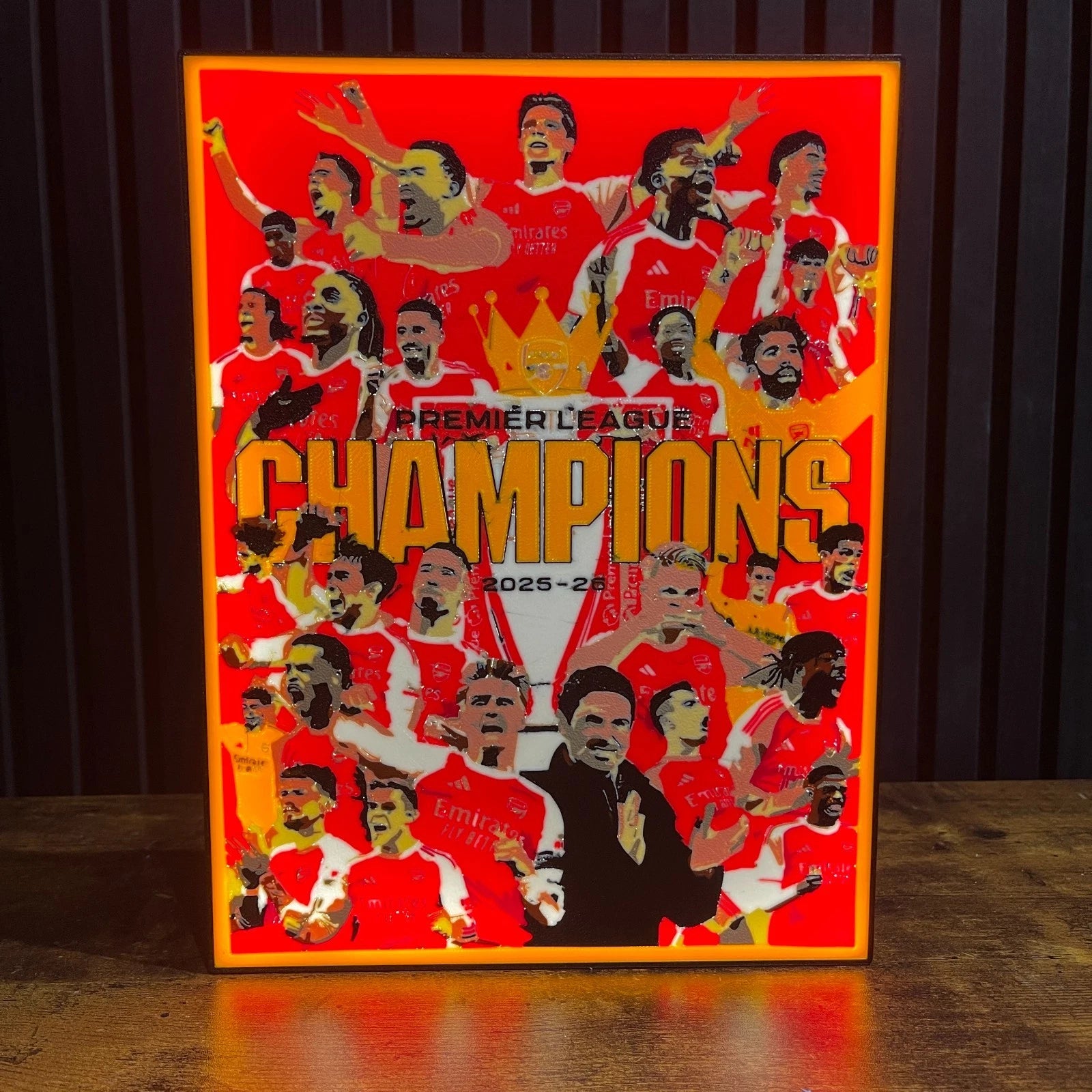Arsenal Champions 2025-26 LED Lightbox USB Powered LED Lamp ,Man Cave, Bar Gift
