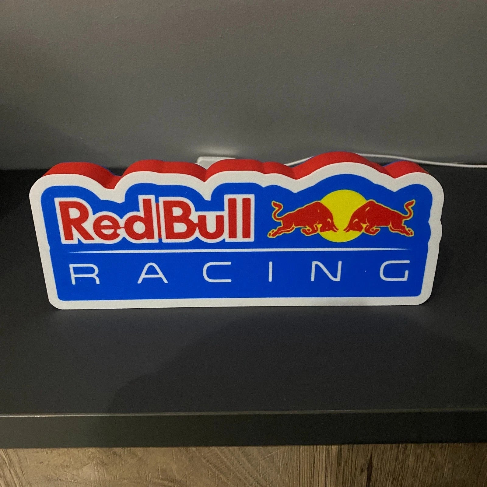 Red Bull Racing LOGO LED Sign Lightbox Garage Tool Wall Decor USB Powered