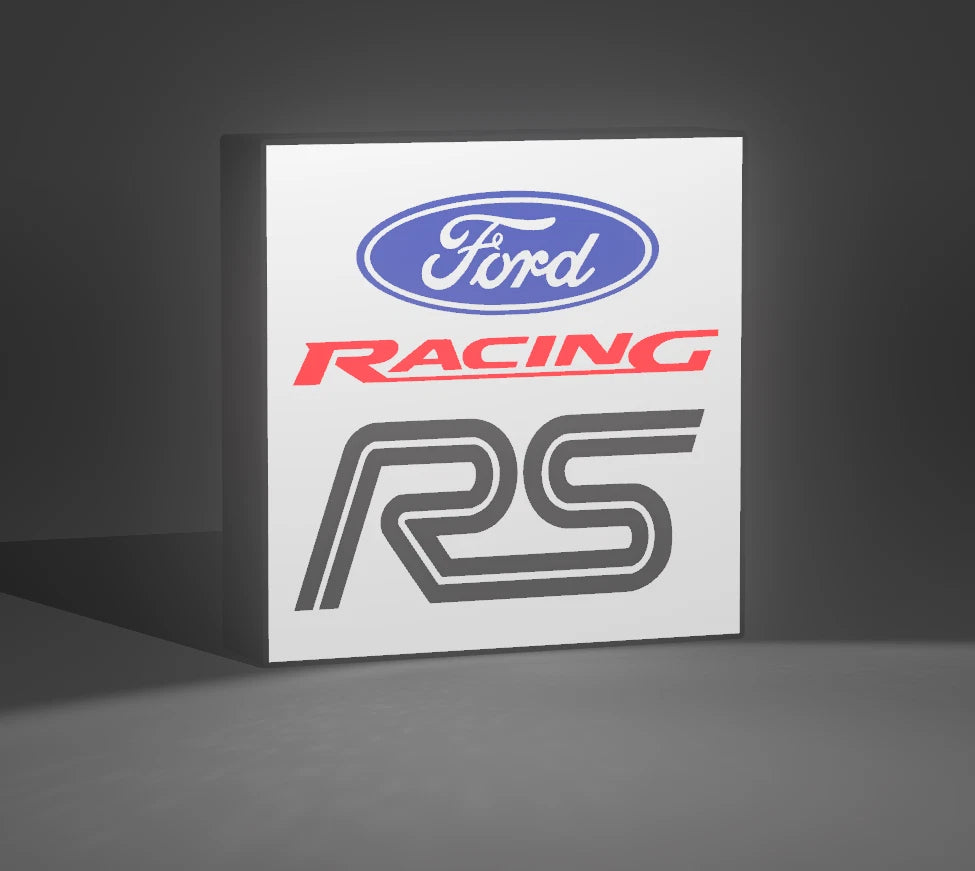 Ford Racing RS Style LED Lamp Light Box Man Cave USB Garage Gift
