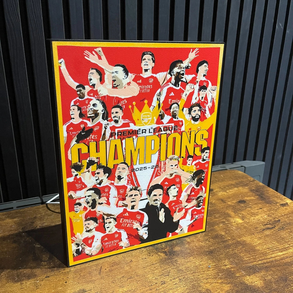Arsenal Champions 2025-26 LED Lightbox USB Powered LED Lamp ,Man Cave, Bar Gift