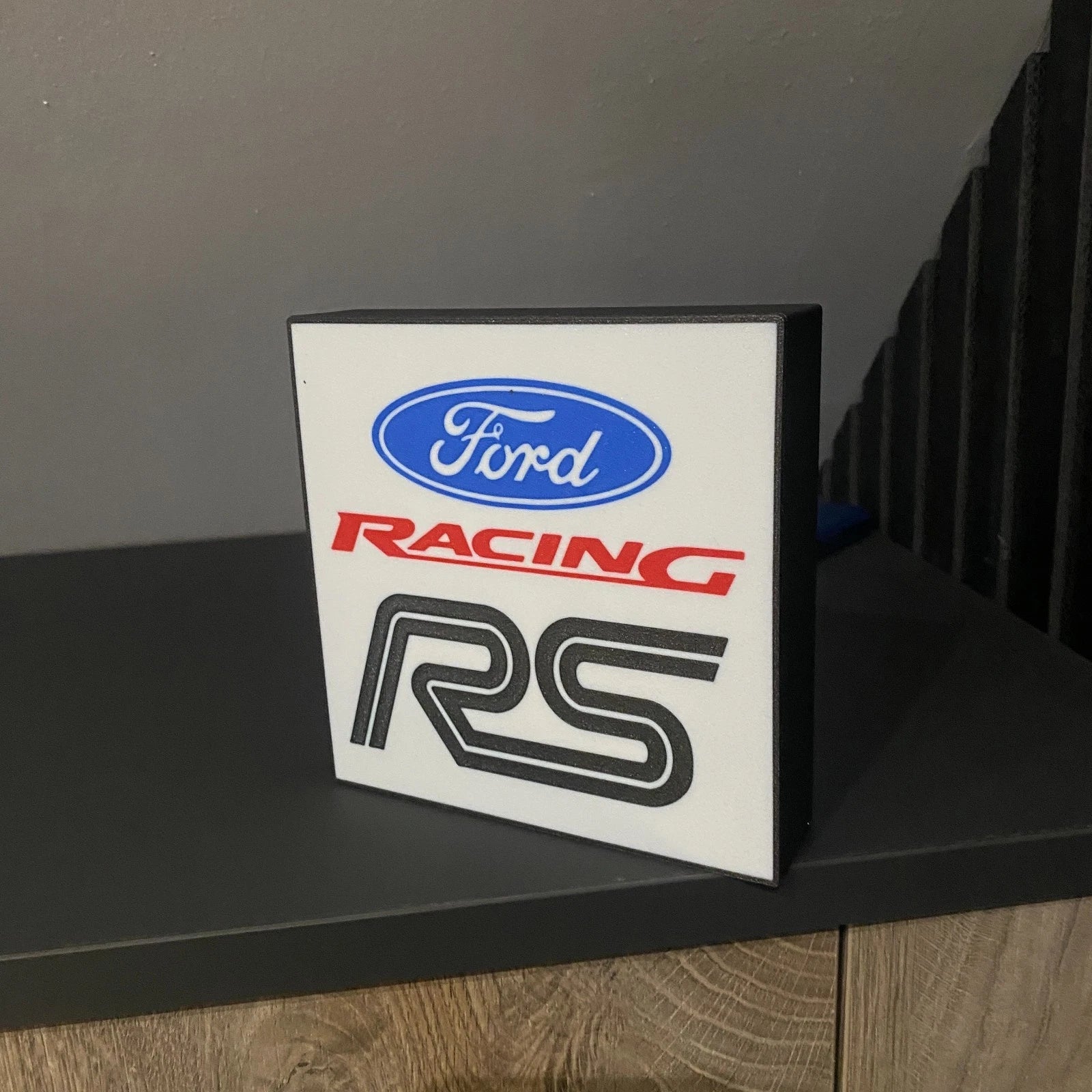Ford Racing RS Style LED Lamp Light Box Man Cave USB Garage Gift