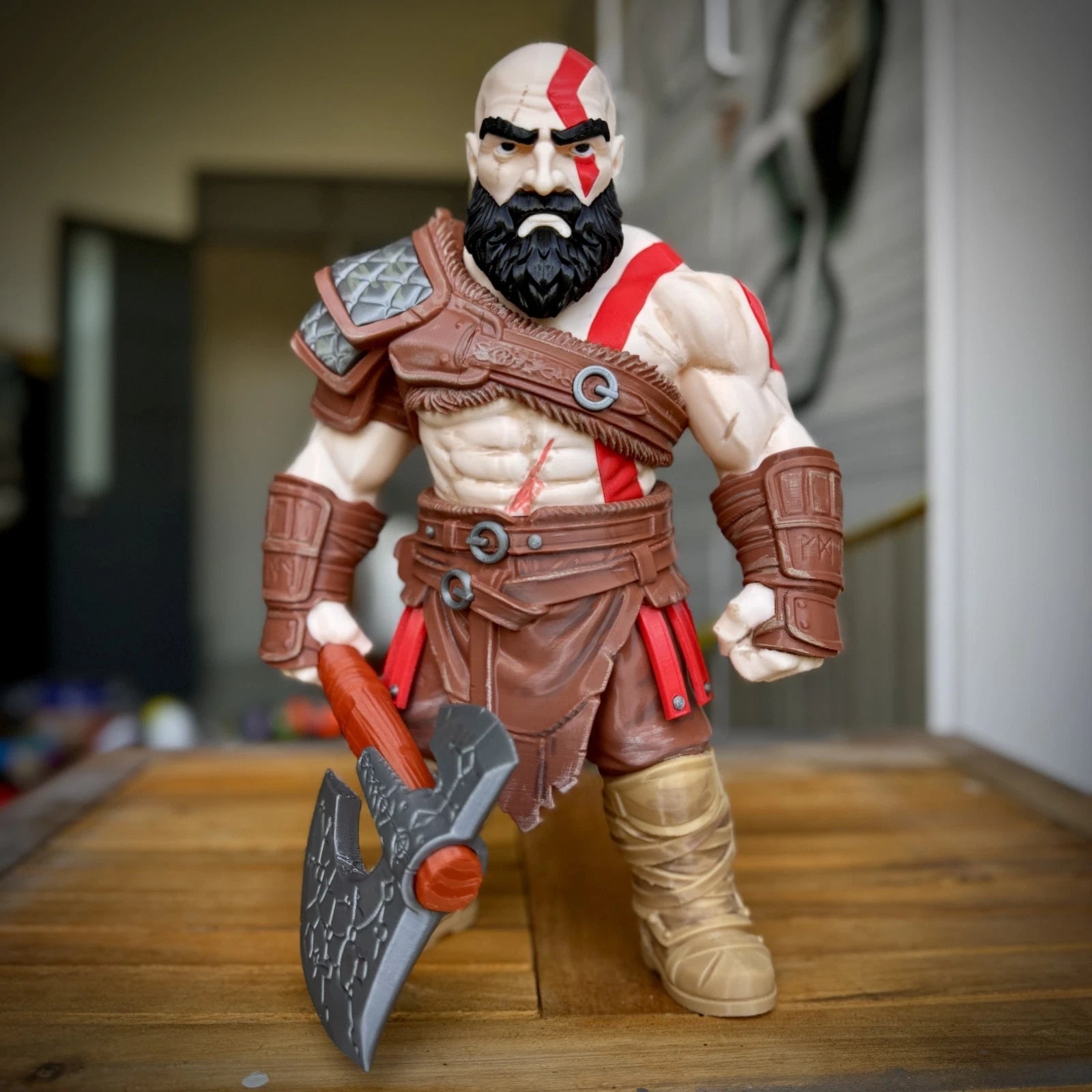 Kratos God of War Figure 3D Print 30cm Gamer Fan Gift Office Display