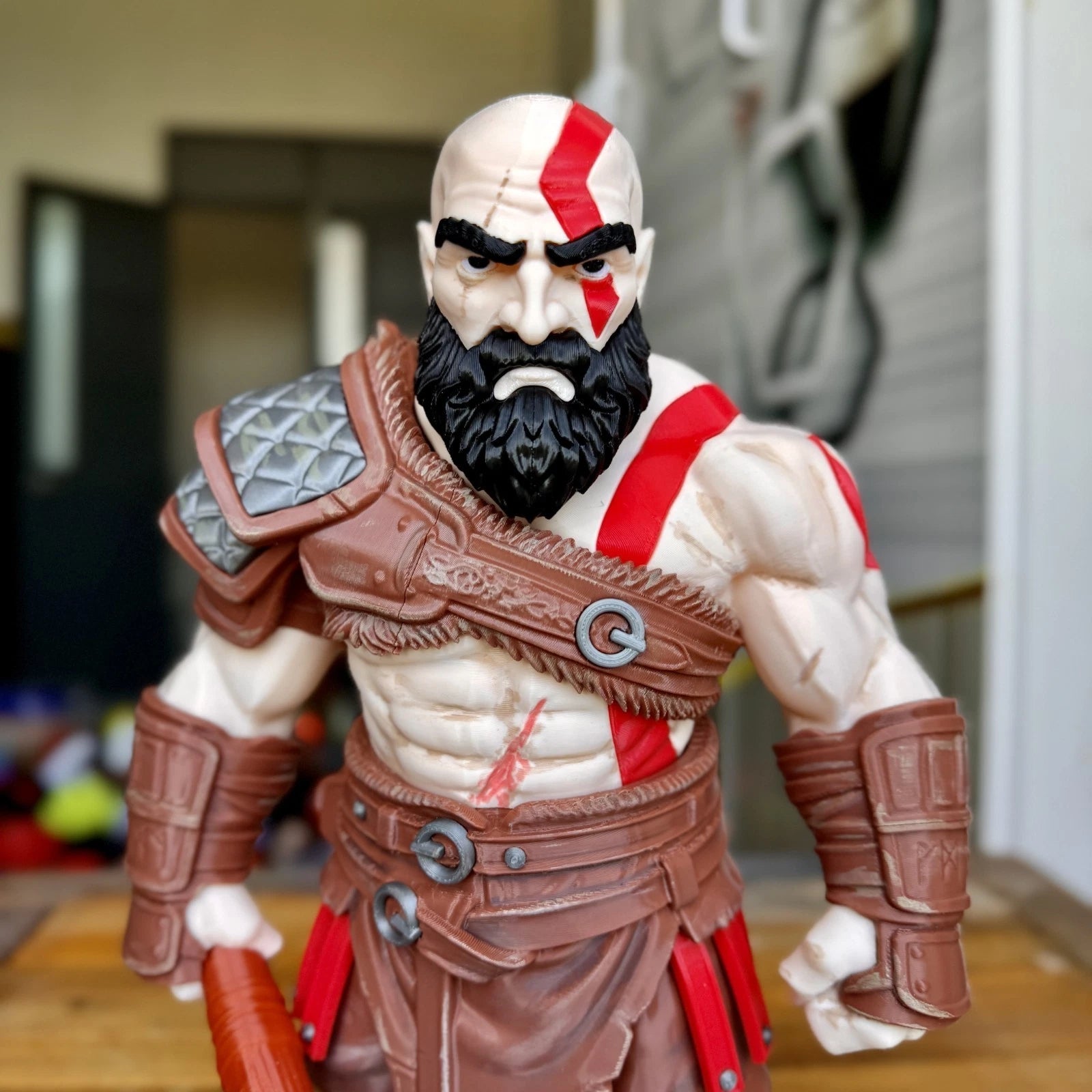 Kratos God of War Figure 3D Print 30cm Gamer Fan Gift Office Display