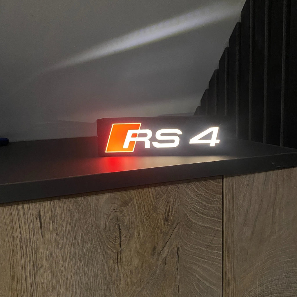 Audi RS4 Logo LED Light Box Sign Lamp Lightbox Garage Tool Wall Decor USB Power