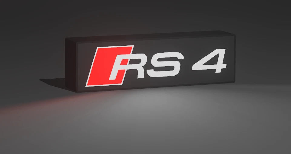 Audi RS4 Logo LED Light Box Sign Lamp Lightbox Garage Tool Wall Decor USB Power