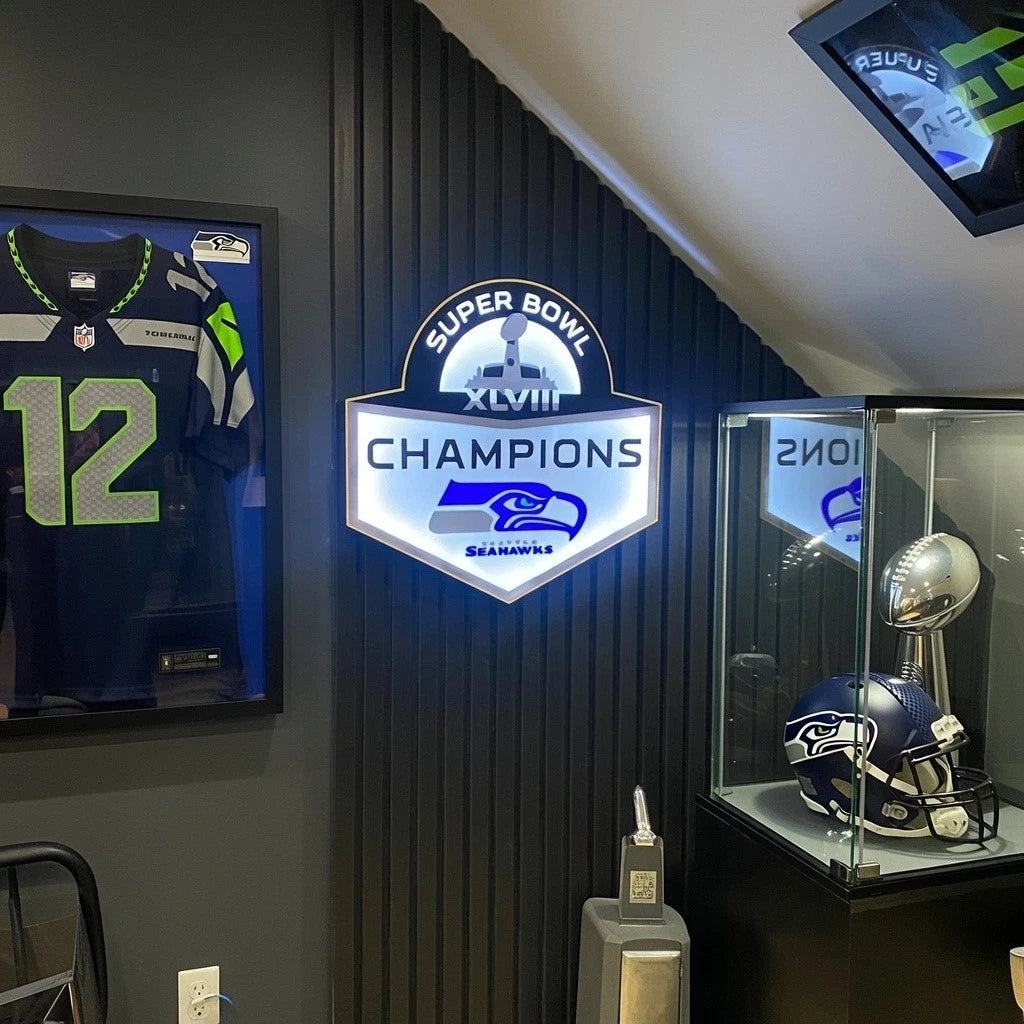 Seattle Seahawks Super Bowl XLVII Champions Led Lightbox USB Wall Display Sign