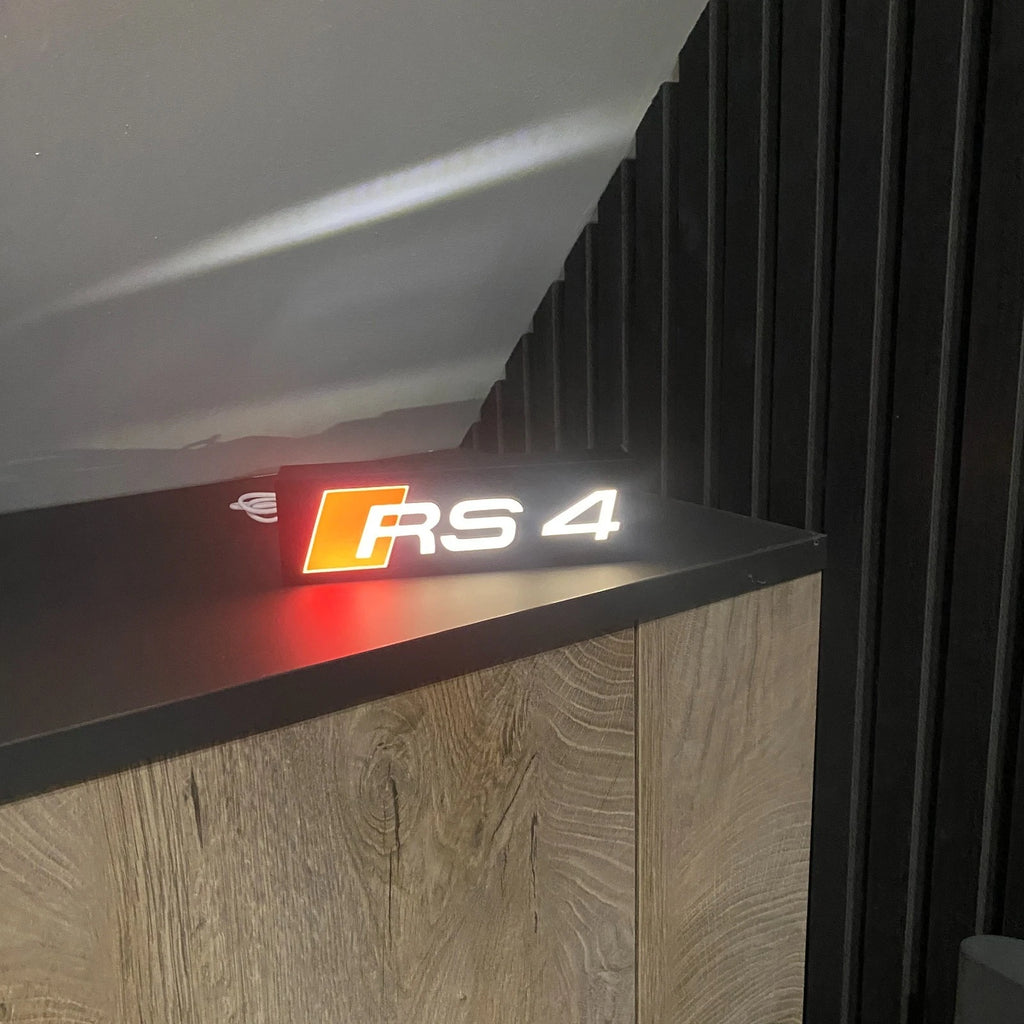 Audi RS4 Logo LED Light Box Sign Lamp Lightbox Garage Tool Wall Decor USB Power