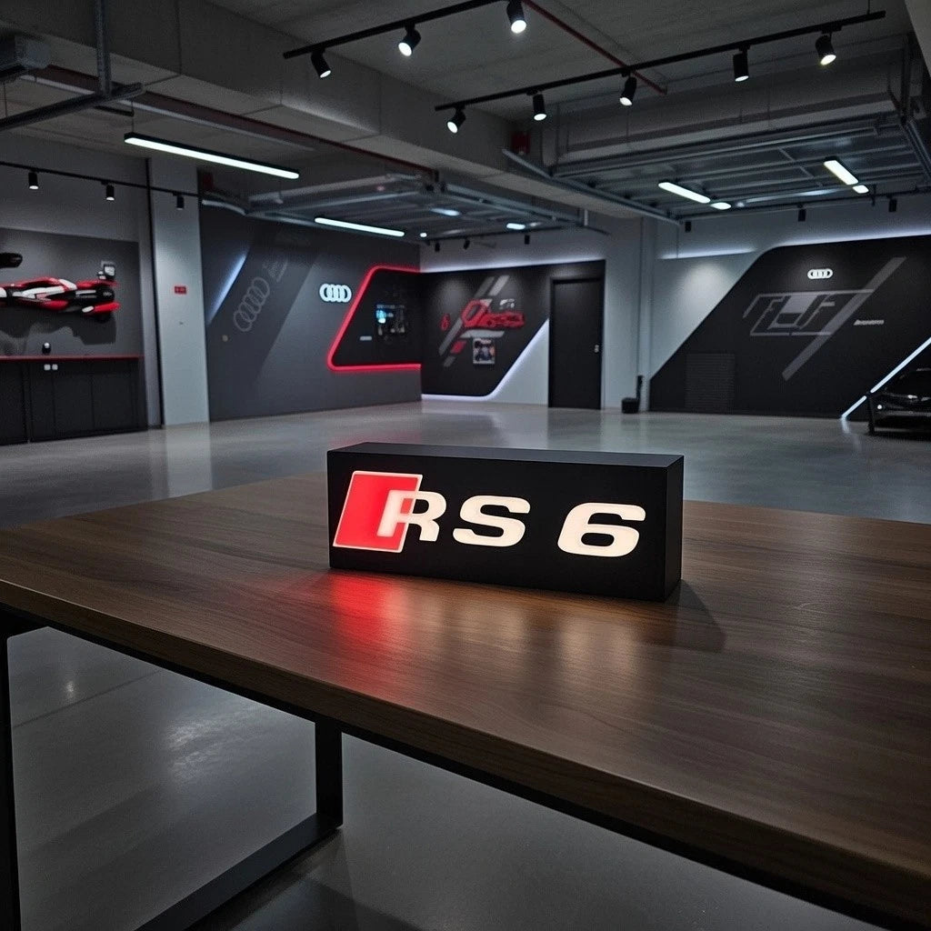 Audi RS6 Logo LED Light Box Sign Lamp Lightbox Garage Tool Wall Decor USB Powered