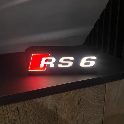 Audi RS6 Logo LED Light Box Sign Lamp Lightbox Garage Tool Wall Decor USB Powered
