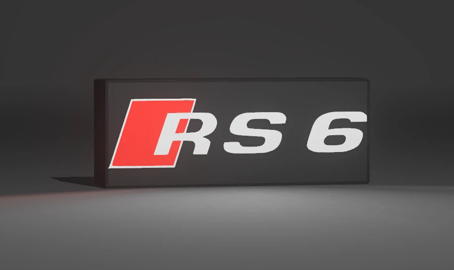 Audi RS6 Logo LED Light Box Sign Lamp Lightbox Garage Tool Wall Decor USB Powered