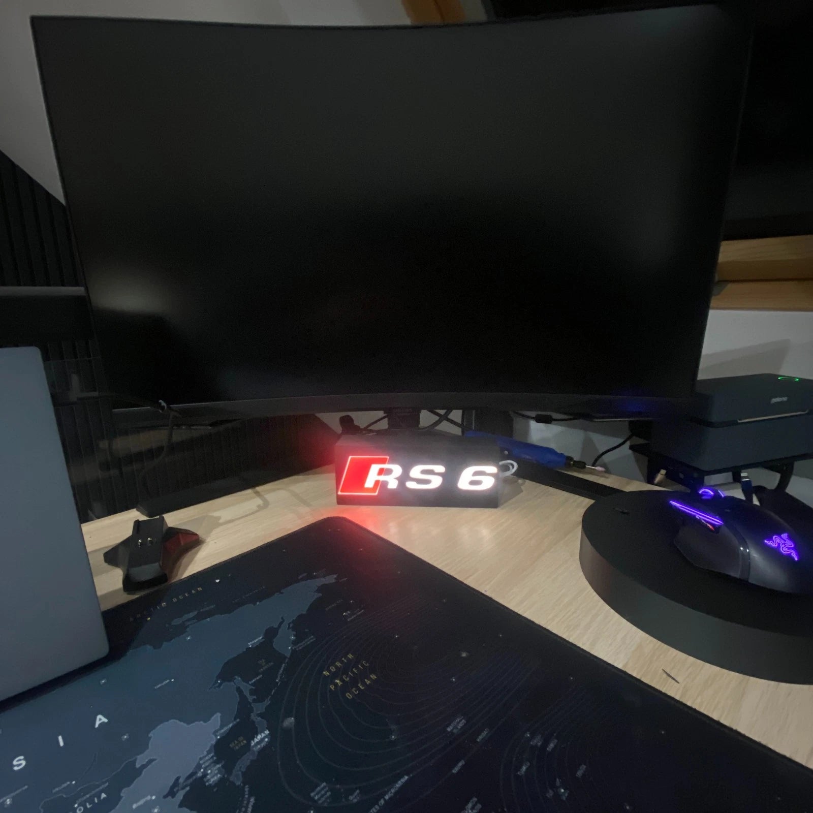Audi RS6 Logo LED Light Box Sign Lamp Lightbox Garage Tool Wall Decor USB Powered
