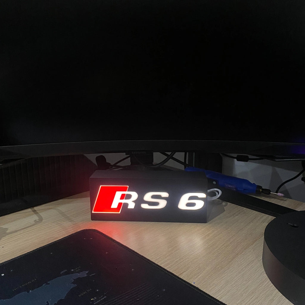 Audi RS6 Logo LED Light Box Sign Lamp Lightbox Garage Tool Wall Decor USB Powered