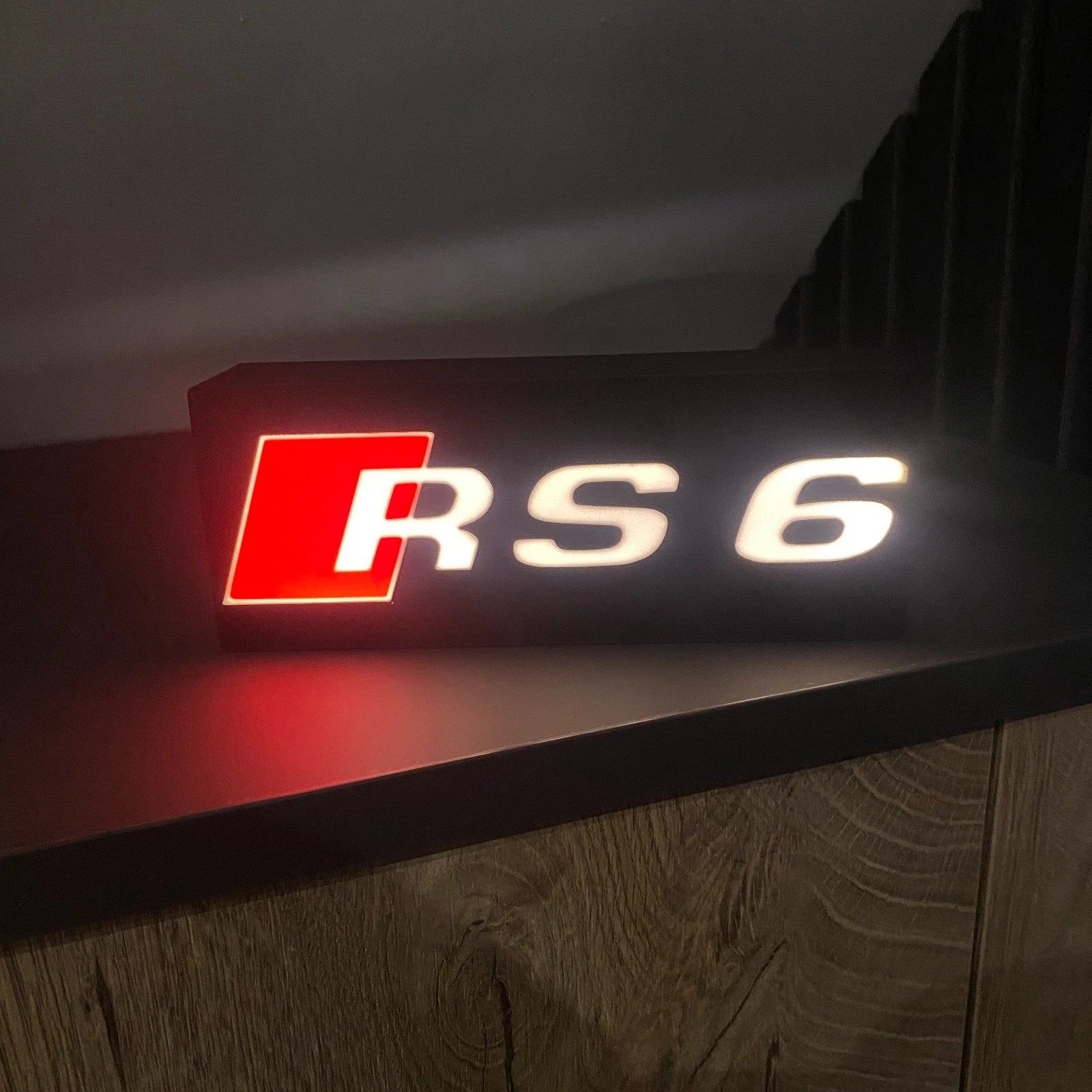 Audi RS6 Logo LED Light Box Sign Lamp Lightbox Garage Tool Wall Decor USB Powered