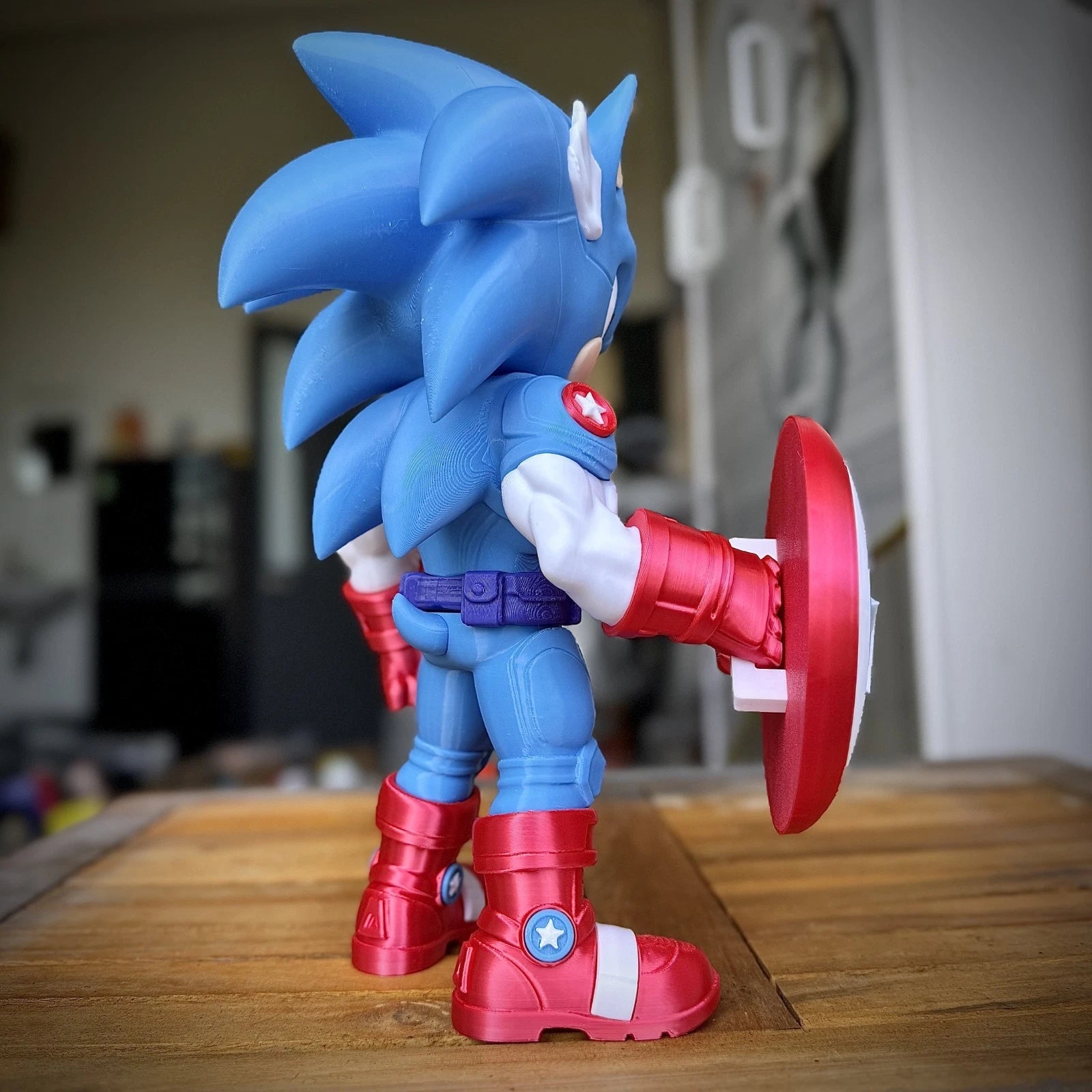 Sonic Captain America Mash Up Figure 3D Print 27cm Movie Fan Gift Office Display