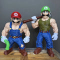 Muscle Mario & Luigi Gamer Movie Icons Figures Ornament Gift Display