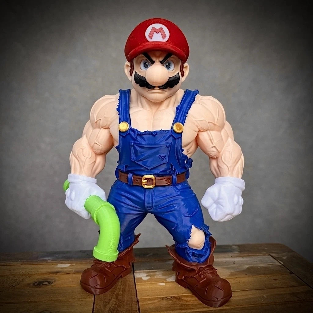 Muscle Mario & Luigi Gamer Movie Icons Figures Ornament Gift Display