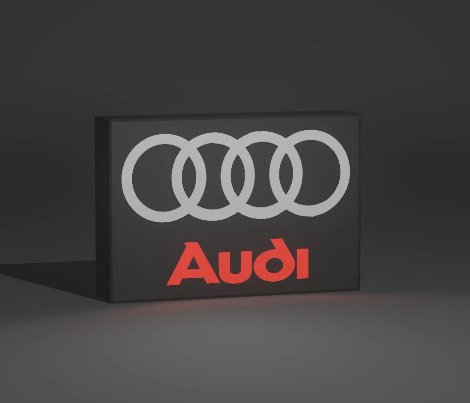 Audi Logo LED Light Box Sign Lamp Lightbox Garage Tool Wall Decor USB Powered
