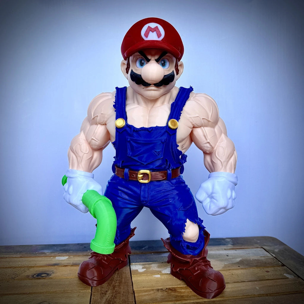 Muscle Mario & Luigi Gamer Movie Icons Figures Ornament Gift Display