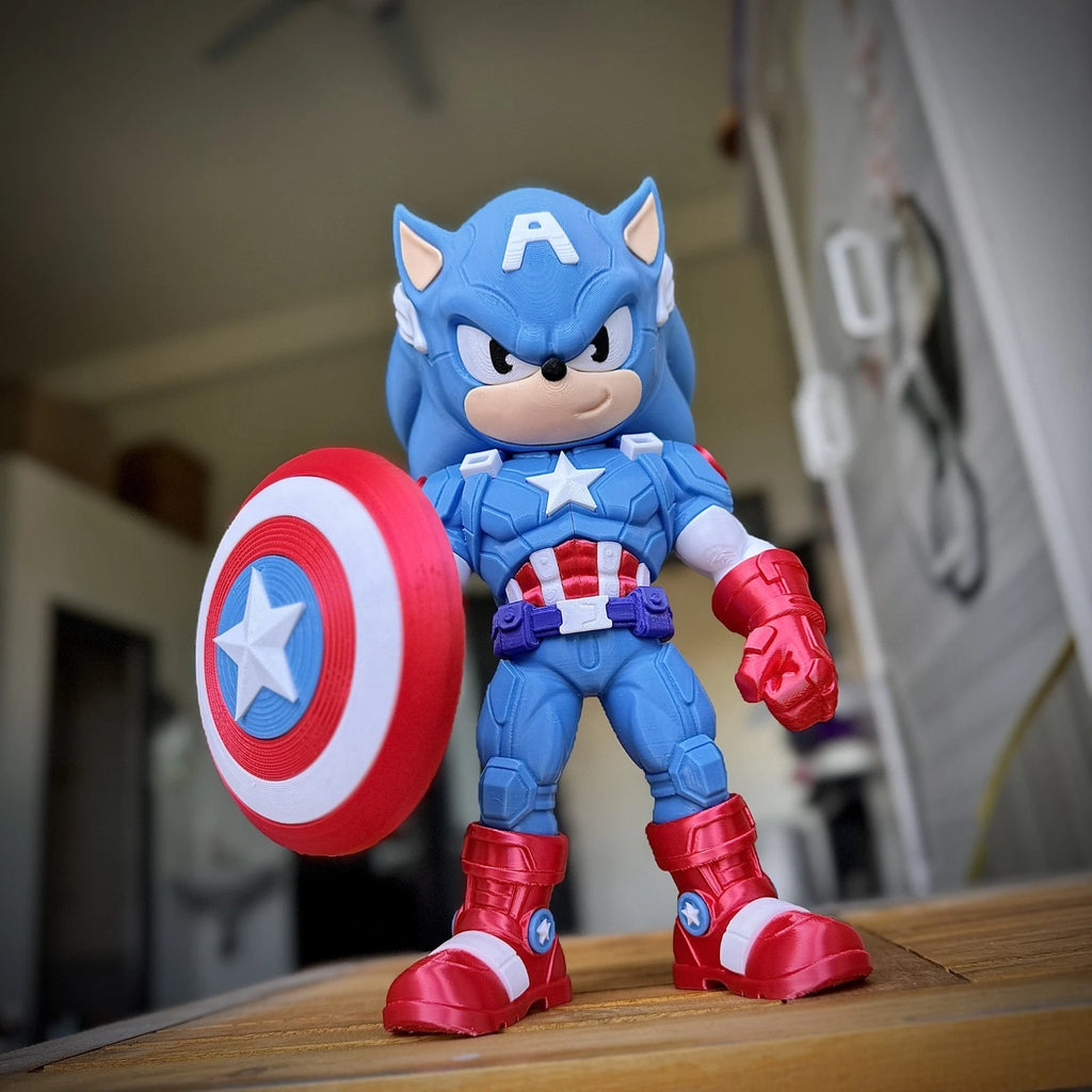 Sonic Captain America Mash Up Figure 3D Print 27cm Movie Fan Gift Office Display