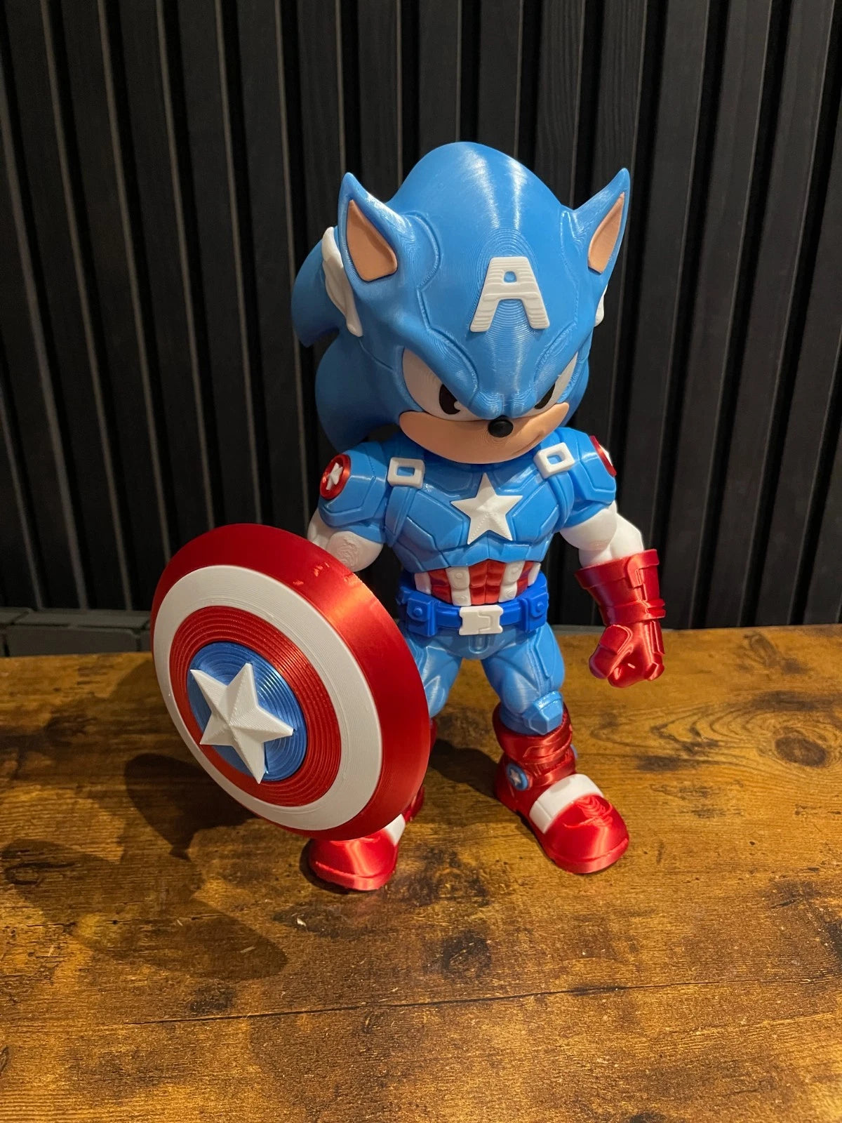 Sonic Captain America Mash Up Figure 3D Print 27cm Movie Fan Gift Office Display