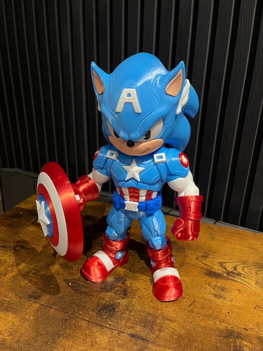 Sonic Captain America Mash Up Figure 3D Print 27cm Movie Fan Gift Office Display