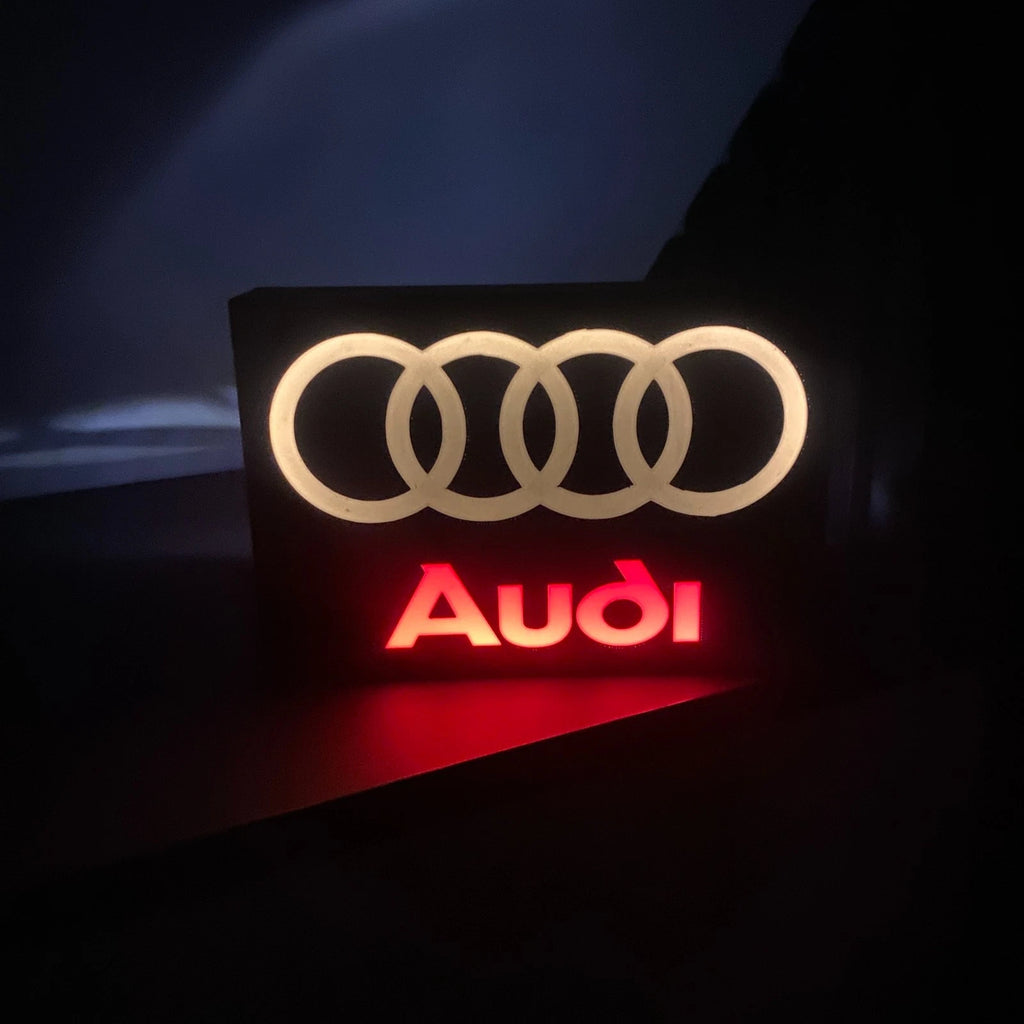 Audi Logo LED Light Box Sign Lamp Lightbox Garage Tool Wall Decor USB Powered