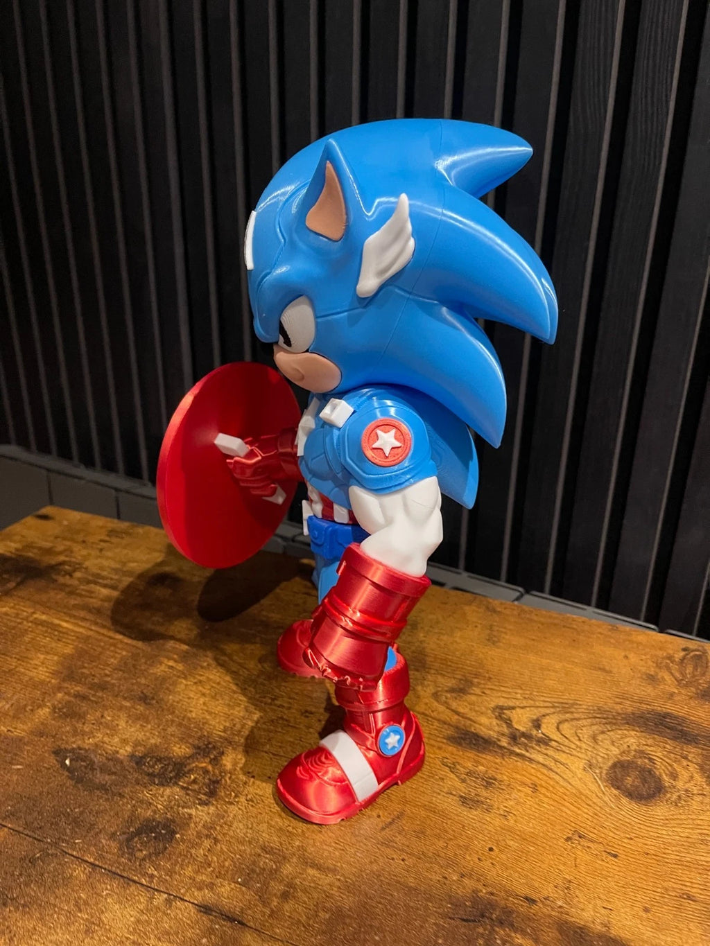 Sonic Captain America Mash Up Figure 3D Print 27cm Movie Fan Gift Office Display