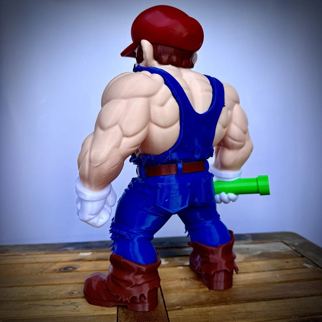 Muscle Mario & Luigi Gamer Movie Icons Figures Ornament Gift Display